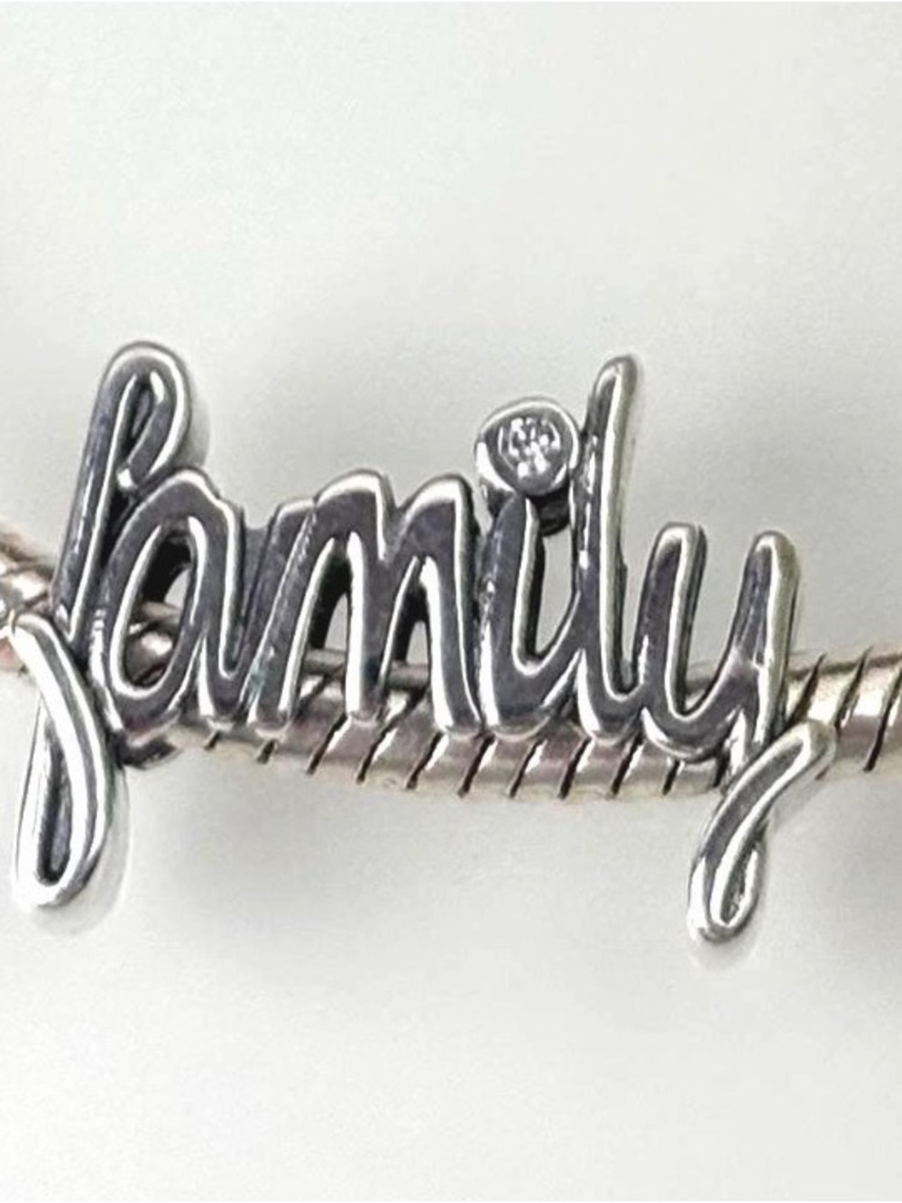 Family Script Charm Bangle - Silver